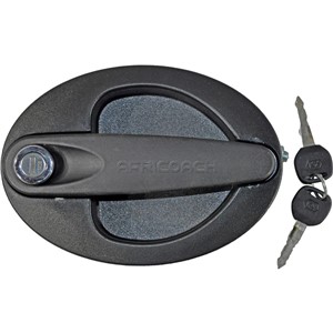 OUTER DOOR HANDLE OVAL BLACK PLASTIC