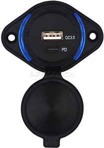 USB &amp; TYPE-C QUICK CHARGER DOUBLE 12-24V SURFACE MOUNT